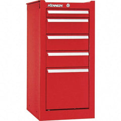 Kennedy - 5 Drawer Red Side Cabinet - 13-5/8" Wide x 29" High x 20" Deep, Use with 29" Wide Roller Cabinet - Makers Industrial Supply