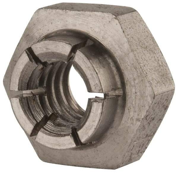 Flex-Loc - 1/4-20 UNC 18-8 Heavy Hex Lock Nut with Expanding Flex Top - Uncoated, Meets Military Specifications - Makers Industrial Supply