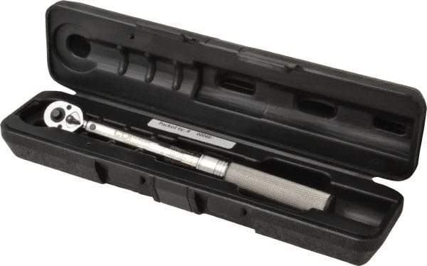 CDI - 1/4" Drive Micrometer Torque Wrench - 2.8 N/m to 15 N/m Torque, 10-5/32" OAL, 0.12 N/m Graduation, Ratcheting with Reverse Lever Head - Makers Industrial Supply