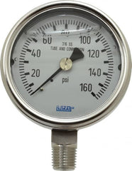 Wika - 2-1/2" Dial, 1/4 Thread, 0-160 Scale Range, Pressure Gauge - Lower Connection Mount, Accurate to 2-1-2% of Scale - Makers Industrial Supply