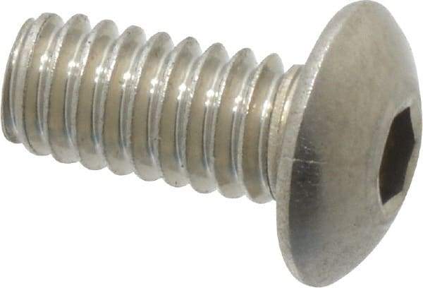 Value Collection - #8-32 UNC Hex Socket Drive, Button Screw - Grade 18-8 Stainless Steel, Uncoated, Fully Threaded, 3/8" Length Under Head - Makers Industrial Supply