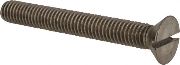 Value Collection - 3/8-16 UNC, 3" OAL Slotted Drive Machine Screw - Flat Head, Grade 18-8 Stainless Steel, Uncoated, Without Washer - Makers Industrial Supply