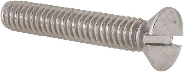 Value Collection - 1/4-20 UNC, 1-1/2" OAL Slotted Drive Machine Screw - Oval Head, Grade 18-8 Stainless Steel, Uncoated, Without Washer - Makers Industrial Supply