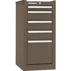 Kennedy - 5 Drawer Brown Side Cabinet - 13-5/8" Wide x 29" High x 18" Deep, Use with 27" Wide Roller Cabinet - Makers Industrial Supply