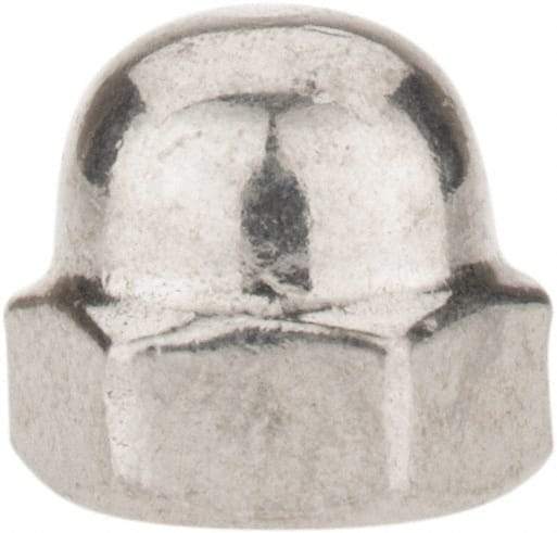 Value Collection - #6-32 UNC, 5/16" Width Across Flats, Uncoated, Stainless Steel Acorn Nut - 1/4" Overall Height, Grade 18-8 - Makers Industrial Supply