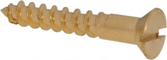 Value Collection - #10, 1-1/4" OAL, Slotted Drive, Flat Head Wood Screw - ASME B18.6.1, Brass - Makers Industrial Supply