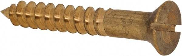 Value Collection - #12, 1-1/2" OAL, Slotted Drive, Flat Head Wood Screw - ASME B18.6.1, Brass - Makers Industrial Supply