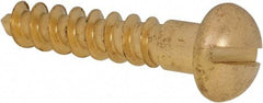 Value Collection - #14, 1-1/4" OAL, Slotted Drive, Flat Head Wood Screw - ASME B18.6.1, Brass - Makers Industrial Supply