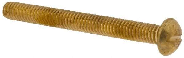 Made in USA - 5/16-18 UNC, 3" Length Under Head Slotted Drive Machine Screw - Round Head, Brass, Uncoated, Without Washer - Makers Industrial Supply