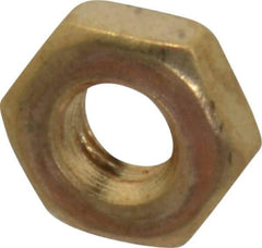 Value Collection - #10-32 UNF Brass Right Hand Machine Screw Hex Nut - 3/8" Across Flats, 1/8" High, Uncoated - Makers Industrial Supply