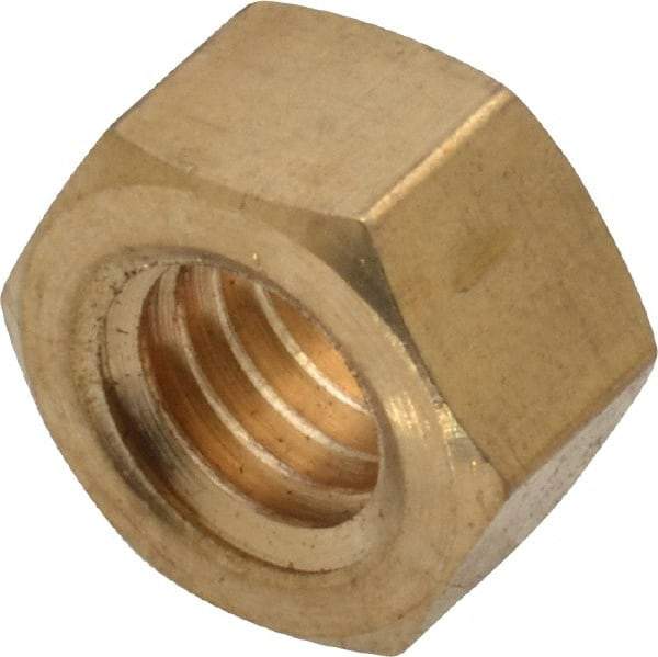 Value Collection - 3/8-16 UNC Brass Right Hand Hex Nut - 9/16" Across Flats, 21/64" High, Uncoated - Makers Industrial Supply