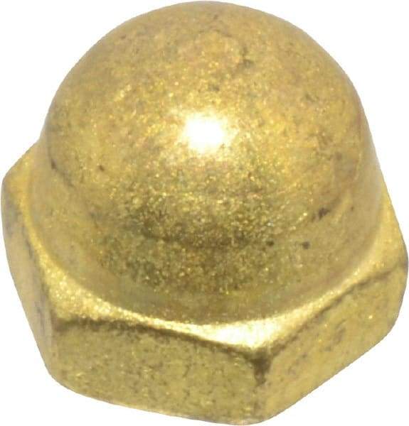 Value Collection - #6-32 UNC, 5/16" Width Across Flats, Uncoated, Brass Acorn Nut - 1/4" Overall Height - Makers Industrial Supply