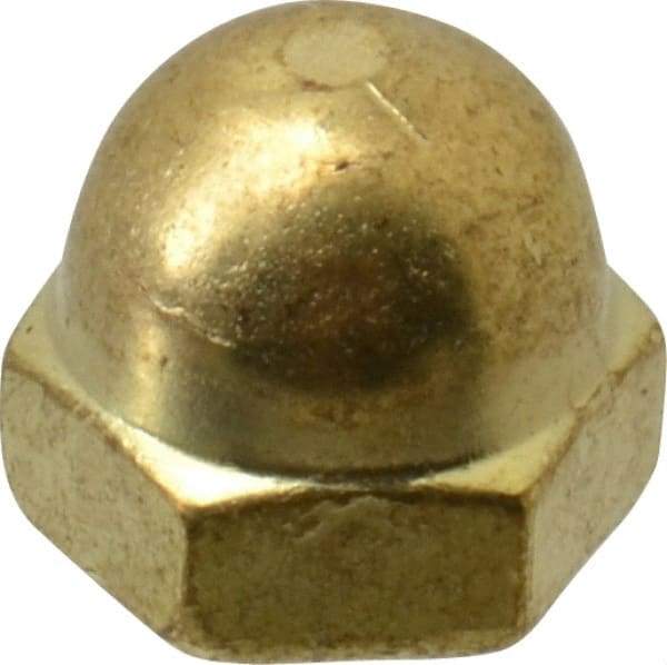 Value Collection - #8-32 UNC, 5/16" Width Across Flats, Uncoated, Brass Acorn Nut - 1/4" Overall Height - Makers Industrial Supply