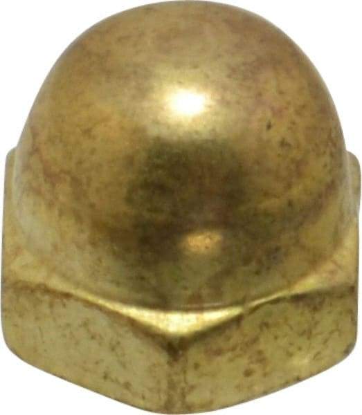 Value Collection - #10-24 UNC, 3/8" Width Across Flats, Uncoated, Brass Acorn Nut - 9/32" Overall Height - Makers Industrial Supply