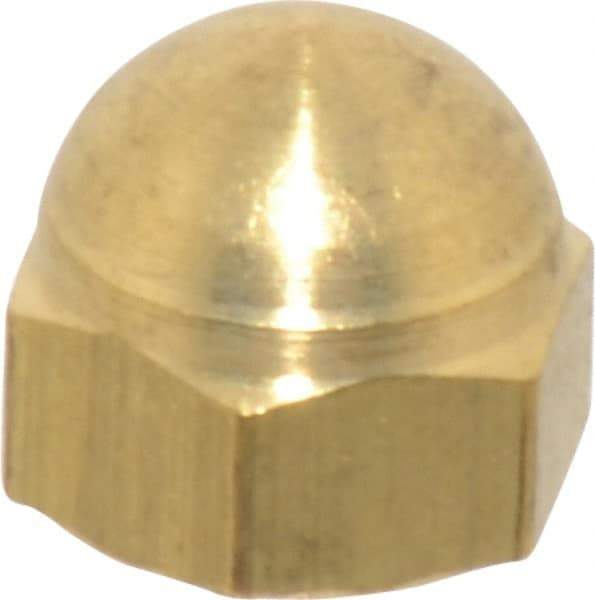 Value Collection - #10-32 UNF, 3/8" Width Across Flats, Uncoated, Brass Acorn Nut - 11/32" Overall Height - Makers Industrial Supply