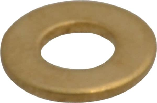 Value Collection - #10 Screw, Brass Standard Flat Washer - 0.2" ID x 7/16" OD, 0.036" Thick, Plain Finish - Makers Industrial Supply