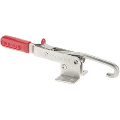 De-Sta-Co - 1,000 Lb Capacity, Horizontal, J Hook, Flanged Base, Stainless Steel Pull Action Latch Clamp - 6.13" Drawing Movement, 13.45" OAL, Straight Handle - Makers Industrial Supply