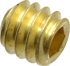 Value Collection - 1/4-20 UNC, 1/4" OAL, Cup Point Set Screw - Brass, 1/8" Key - Makers Industrial Supply