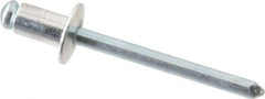 RivetKing - Size 62 Dome Head Aluminum Open End Blind Rivet - Steel Mandrel, 0.02" to 1/8" Grip, 3/8" Head Diam, 0.192" to 0.196" Hole Diam, 0.325" Length Under Head, 3/16" Body Diam - Makers Industrial Supply