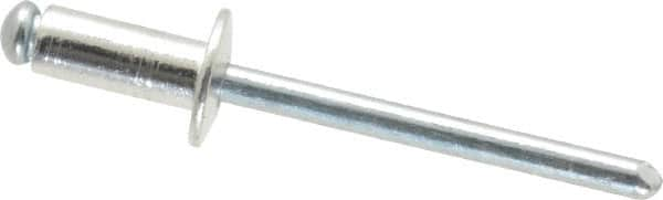 RivetKing - Size 64 Dome Head Aluminum Open End Blind Rivet - Steel Mandrel, 0.188" to 1/4" Grip, 3/8" Head Diam, 0.192" to 0.196" Hole Diam, 0.45" Length Under Head, 3/16" Body Diam - Makers Industrial Supply