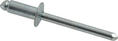 RivetKing - Size 64 Dome Head Steel Open End Blind Rivet - Steel Mandrel, 0.188" to 1/4" Grip, 3/8" Head Diam, 0.192" to 0.196" Hole Diam, 0.45" Length Under Head, 3/16" Body Diam - Makers Industrial Supply