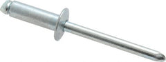 RivetKing - Size 66 Dome Head Steel Open End Blind Rivet - Steel Mandrel, 0.251" to 3/8" Grip, 3/8" Head Diam, 0.192" to 0.196" Hole Diam, 0.575" Length Under Head, 3/16" Body Diam - Makers Industrial Supply