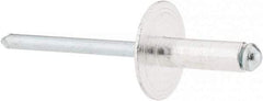 RivetKing - Size 66 Large Flange Dome Head Aluminum Open End Blind Rivet - Steel Mandrel, 0.251" to 3/8" Grip, 5/8" Head Diam, 0.192" to 0.196" Hole Diam, 0.575" Length Under Head, 3/16" Body Diam - Makers Industrial Supply