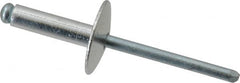 RivetKing - Size 68 Large Flange Dome Head Aluminum Open End Blind Rivet - Steel Mandrel, 0.376" to 1/2" Grip, 5/8" Head Diam, 0.192" to 0.196" Hole Diam, 0.7" Length Under Head, 3/16" Body Diam - Makers Industrial Supply