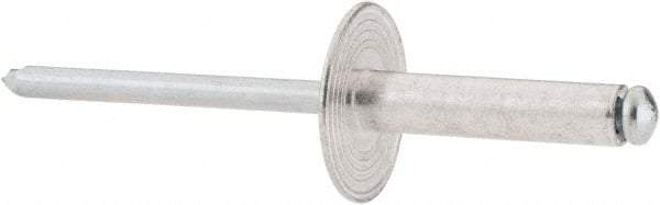 RivetKing - Size 610 Large Flange Dome Head Aluminum Open End Blind Rivet - Steel Mandrel, 0.501" to 5/8" Grip, 5/8" Head Diam, 0.192" to 0.196" Hole Diam, 0.825" Length Under Head, 3/16" Body Diam - Makers Industrial Supply