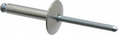 RivetKing - Size 612 Large Flange Dome Head Aluminum Open End Blind Rivet - Steel Mandrel, 0.626" to 3/4" Grip, 5/8" Head Diam, 0.192" to 0.196" Hole Diam, 0.95" Length Under Head, 3/16" Body Diam - Makers Industrial Supply