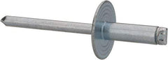 RivetKing - Size 66 Large Flange Dome Head Steel Open End Blind Rivet - Steel Mandrel, 0.251" to 3/8" Grip, 5/8" Head Diam, 0.192" to 0.196" Hole Diam, 0.575" Length Under Head, 3/16" Body Diam - Makers Industrial Supply