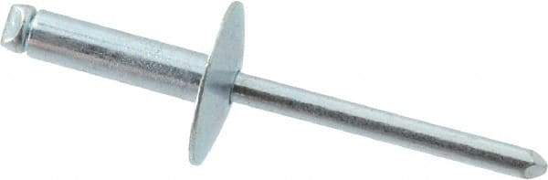 RivetKing - Size 68 Large Flange Dome Head Steel Open End Blind Rivet - Steel Mandrel, 0.376" to 1/2" Grip, 5/8" Head Diam, 0.192" to 0.196" Hole Diam, 0.7" Length Under Head, 3/16" Body Diam - Makers Industrial Supply