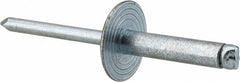 RivetKing - Size 610 Large Flange Dome Head Steel Open End Blind Rivet - Steel Mandrel, 0.501" to 5/8" Grip, 5/8" Head Diam, 0.192" to 0.196" Hole Diam, 0.825" Length Under Head, 3/16" Body Diam - Makers Industrial Supply