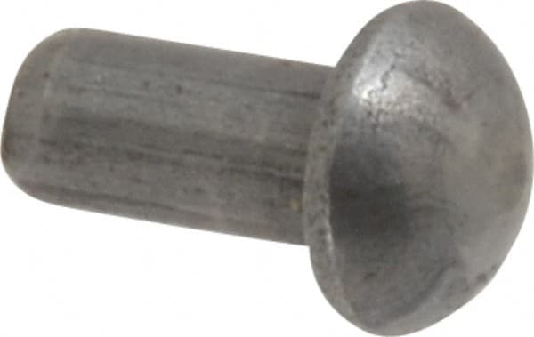 RivetKing - 1/8" Body Diam, Round Steel Solid Rivet - 1/4" Length Under Head - Makers Industrial Supply