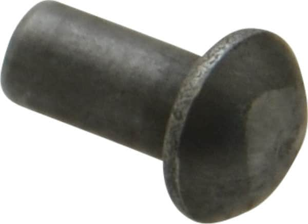 RivetKing - 3/16" Body Diam, Round Uncoated Steel Solid Rivet - 3/8" Length Under Head - Makers Industrial Supply