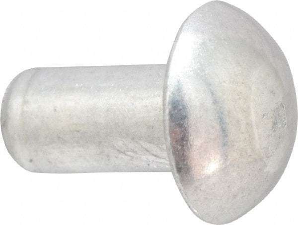 RivetKing - 1/8" Body Diam, Round Aluminum Solid Rivet - 1/4" Length Under Head, Grade 1100F - Makers Industrial Supply