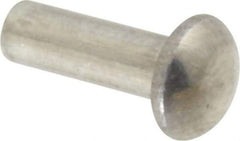 RivetKing - 1/8" Body Diam, Round Aluminum Solid Rivet - 3/8" Length Under Head, Grade 1100F - Makers Industrial Supply