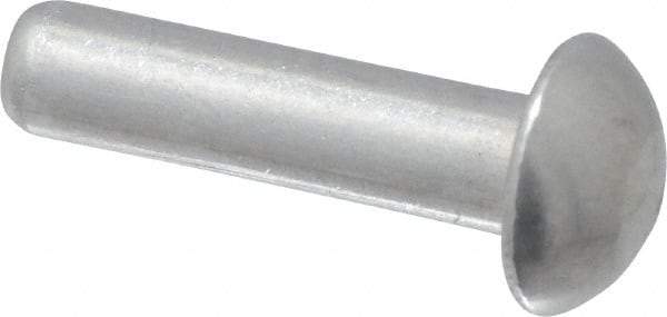 RivetKing - 1/8" Body Diam, Round Uncoated Aluminum Solid Rivet - 1/2" Length Under Head, Grade 1100F - Makers Industrial Supply