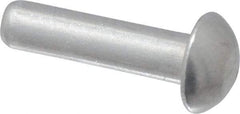 RivetKing - 1/8" Body Diam, Round Uncoated Aluminum Solid Rivet - 1/2" Length Under Head, Grade 1100F - Makers Industrial Supply