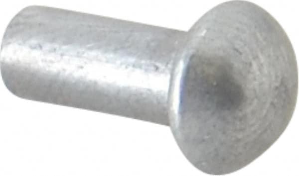 RivetKing - 5/32" Body Diam, Round Uncoated Aluminum Solid Rivet - 3/8" Length Under Head, Grade 1100F - Makers Industrial Supply