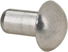 RivetKing - 3/16" Body Diam, Round Uncoated Aluminum Solid Rivet - 3/8" Length Under Head, Grade 1100F - Makers Industrial Supply