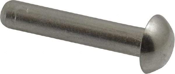 RivetKing - 3/16" Body Diam, Round Aluminum Solid Rivet - 1" Length Under Head, Grade 1100F - Makers Industrial Supply