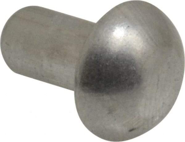 RivetKing - 1/4" Body Diam, Round Uncoated Aluminum Solid Rivet - 1/2" Length Under Head, Grade 1100F - Makers Industrial Supply