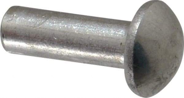 RivetKing - 1/4" Body Diam, Round Aluminum Solid Rivet - 3/4" Length Under Head, Grade 1100F - Makers Industrial Supply