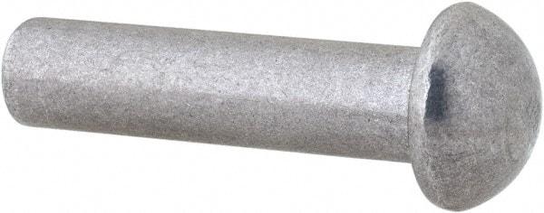 RivetKing - 1/4" Body Diam, Round Uncoated Aluminum Solid Rivet - 1" Length Under Head, Grade 1100F - Makers Industrial Supply