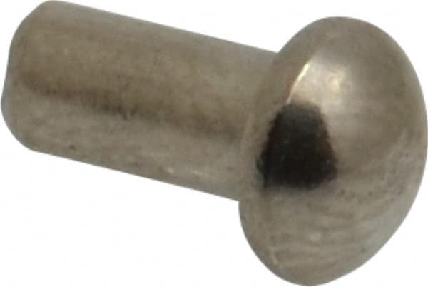 RivetKing - 1/8" Body Diam, Round Uncoated Stainless Steel Solid Rivet - 1/4" Length Under Head, Grade 18-8 - Makers Industrial Supply