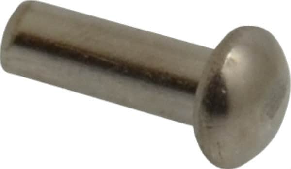 RivetKing - 1/8" Body Diam, Round Uncoated Stainless Steel Solid Rivet - 3/8" Length Under Head, Grade 18-8 - Makers Industrial Supply