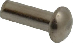 RivetKing - 1/8" Body Diam, Round Uncoated Stainless Steel Solid Rivet - 3/8" Length Under Head, Grade 18-8 - Makers Industrial Supply