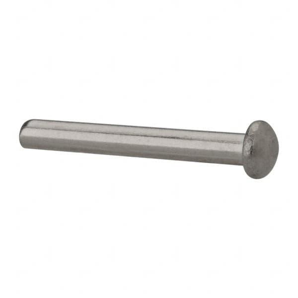 RivetKing - 1/8" Body Diam, Round Uncoated Stainless Steel Solid Rivet - 1" Length Under Head, Grade 18-8 - Makers Industrial Supply