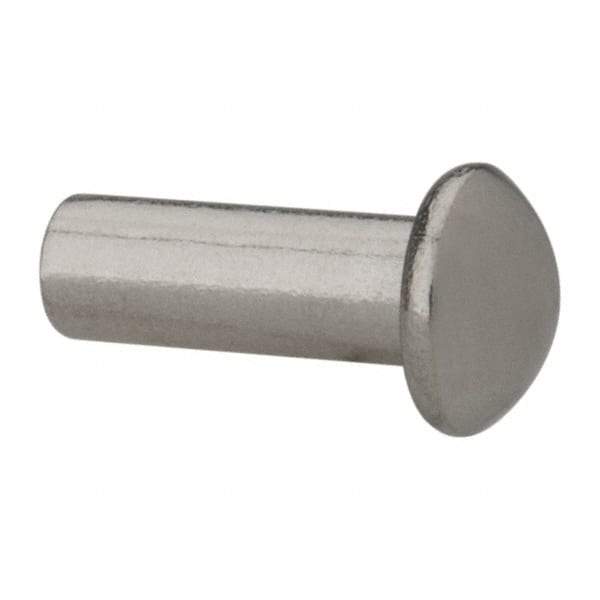 RivetKing - 3/16" Body Diam, Round Uncoated Stainless Steel Solid Rivet - 1/2" Length Under Head, Grade 18-8 - Makers Industrial Supply